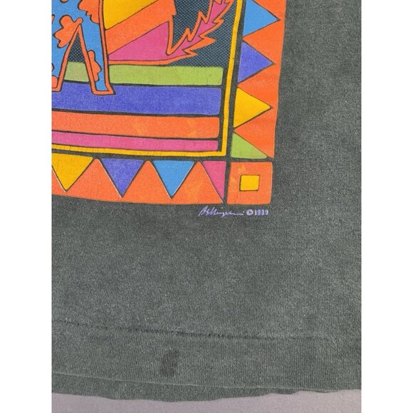 Rare Vintage 80s 1989 Arizona Coyote Art Black Faded FOTL Large Singel Stitch T - Picture 8 of 11